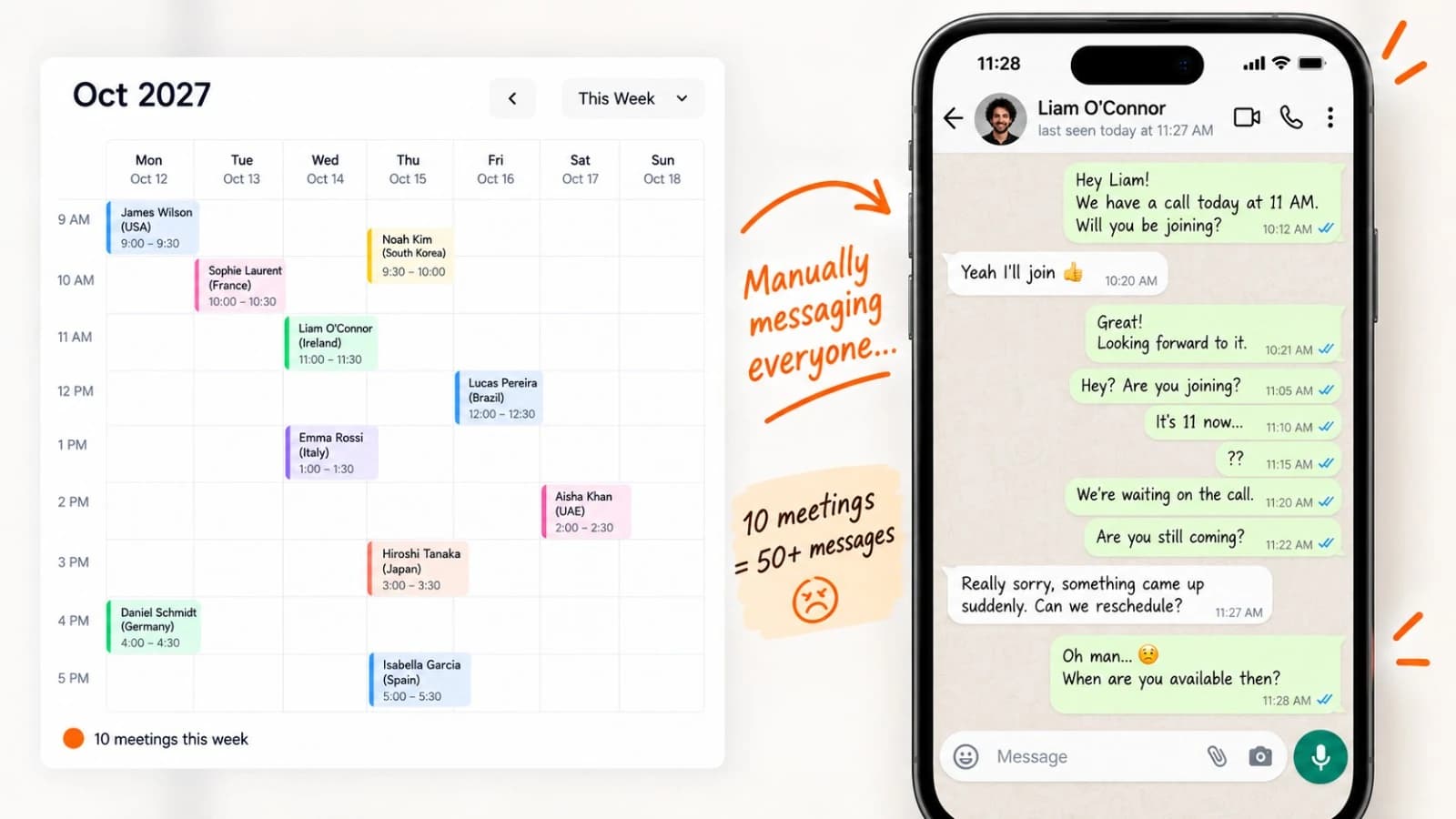 Manual WhatsApp follow-up nightmare vs calendar